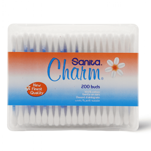 Sanita Charm Round Earbuds Square Box - 200 Pcs