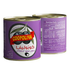 COOPOLIVA BLACK OLIVES, CANS 100 GRAMS