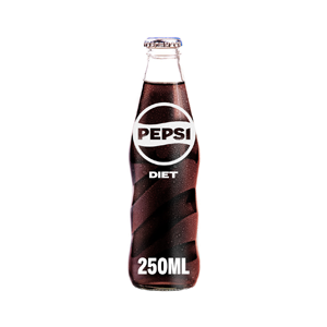 Diet Pepsi soft drink glass bottle 250 ml