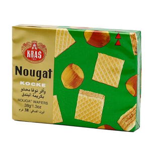 Nougat wafer stuffed with hazelnut cream, squares 30 x 38 grams