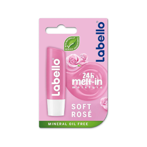 LABELLO Lip Balm, Moisturising Lip Care, Soft Rose, 4.8g