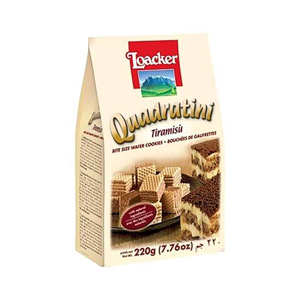 Loacker wafer cubes filled with tiramisu flavored cream, 220 grams