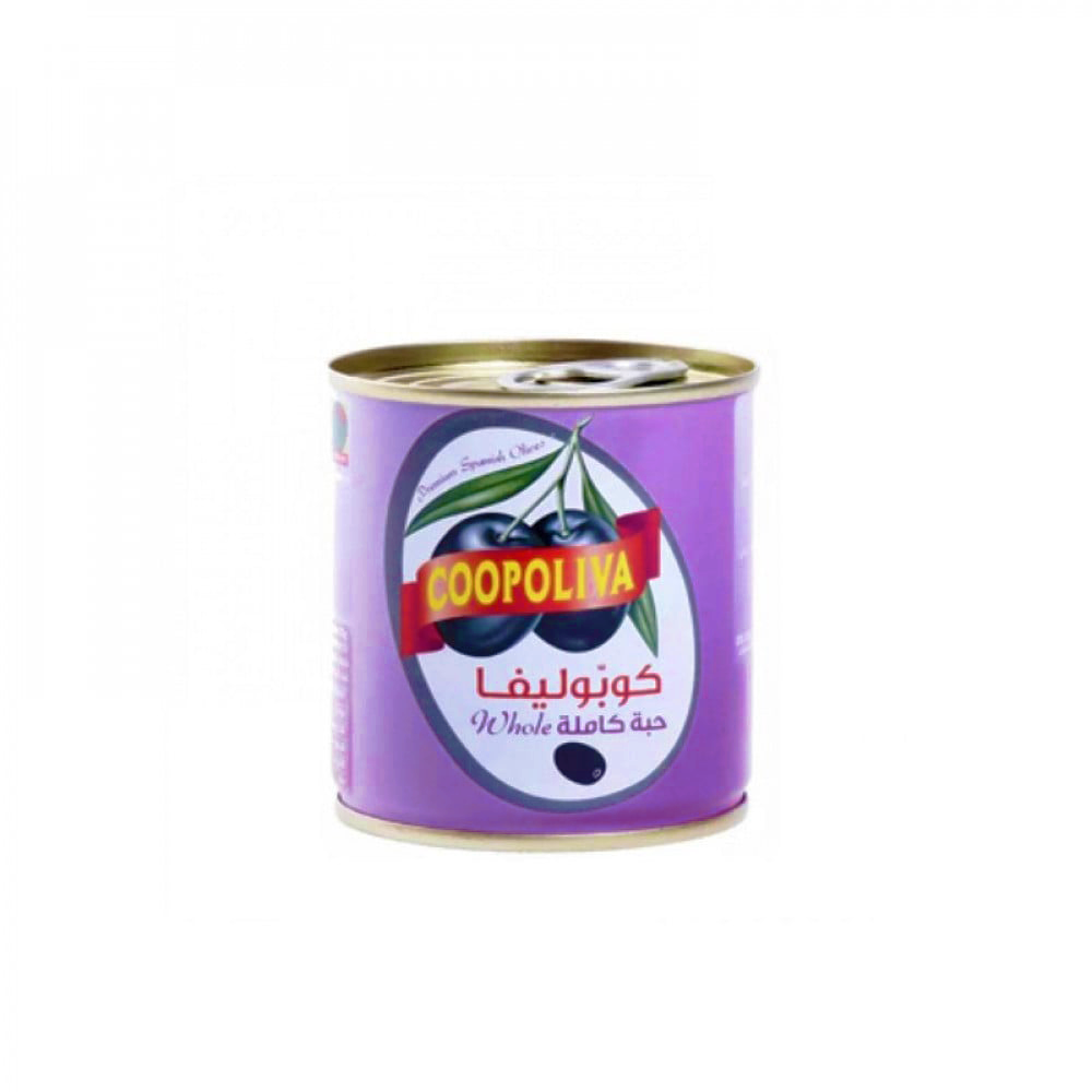 Coopoliva whole black olives 200 grams