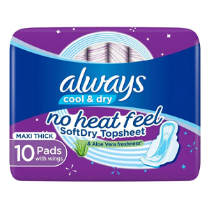 Always Clean & Dry Large With Wings 10 Pads
