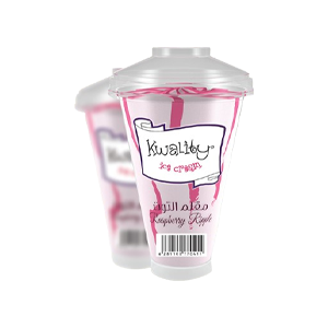 Quality ice cream with raspberry stripes