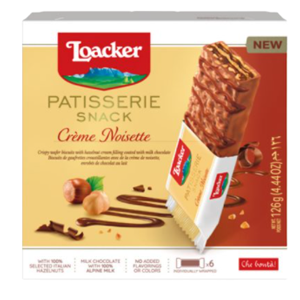 Loacker Patisserie Snack Creme Noisette Bar 21g Pack of 6
